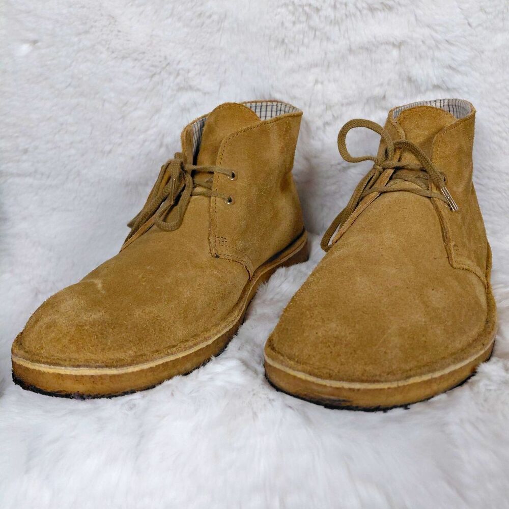 Clarks Originals Suede Chukka Ankle Boots Beige Lace Up Men's US 10 UK 9